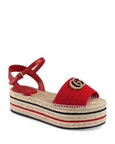 gucci layered platform crochet espadrilles|Gucci women's sandals.